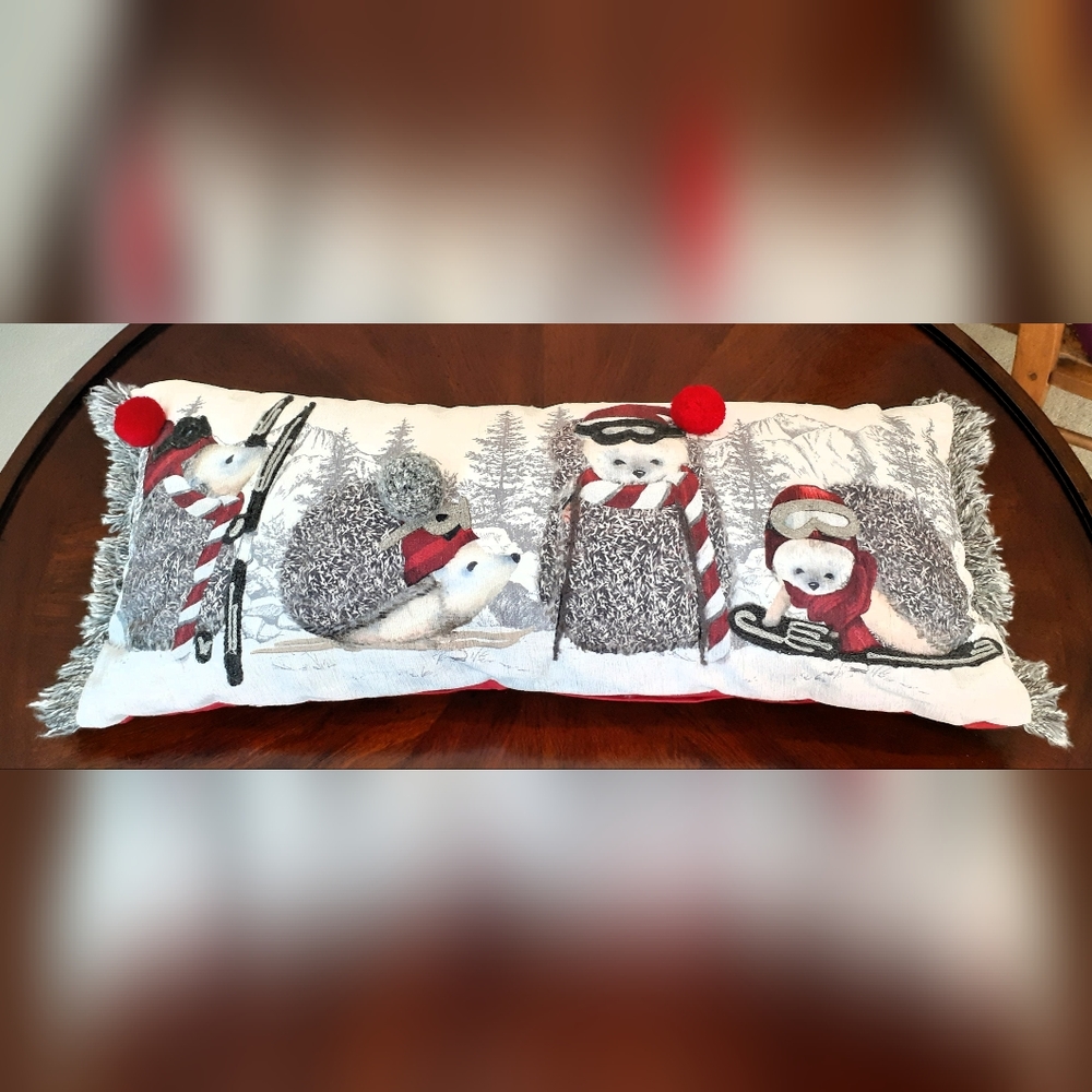 Long Winter Wonderland Hedgehog Lumber Pillow- 31 Inches